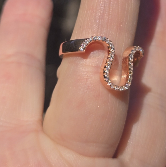 Topaz Sterling & Rosegold Horshoe Ring To Catch Luck Sz7 - Picture 6 of 10